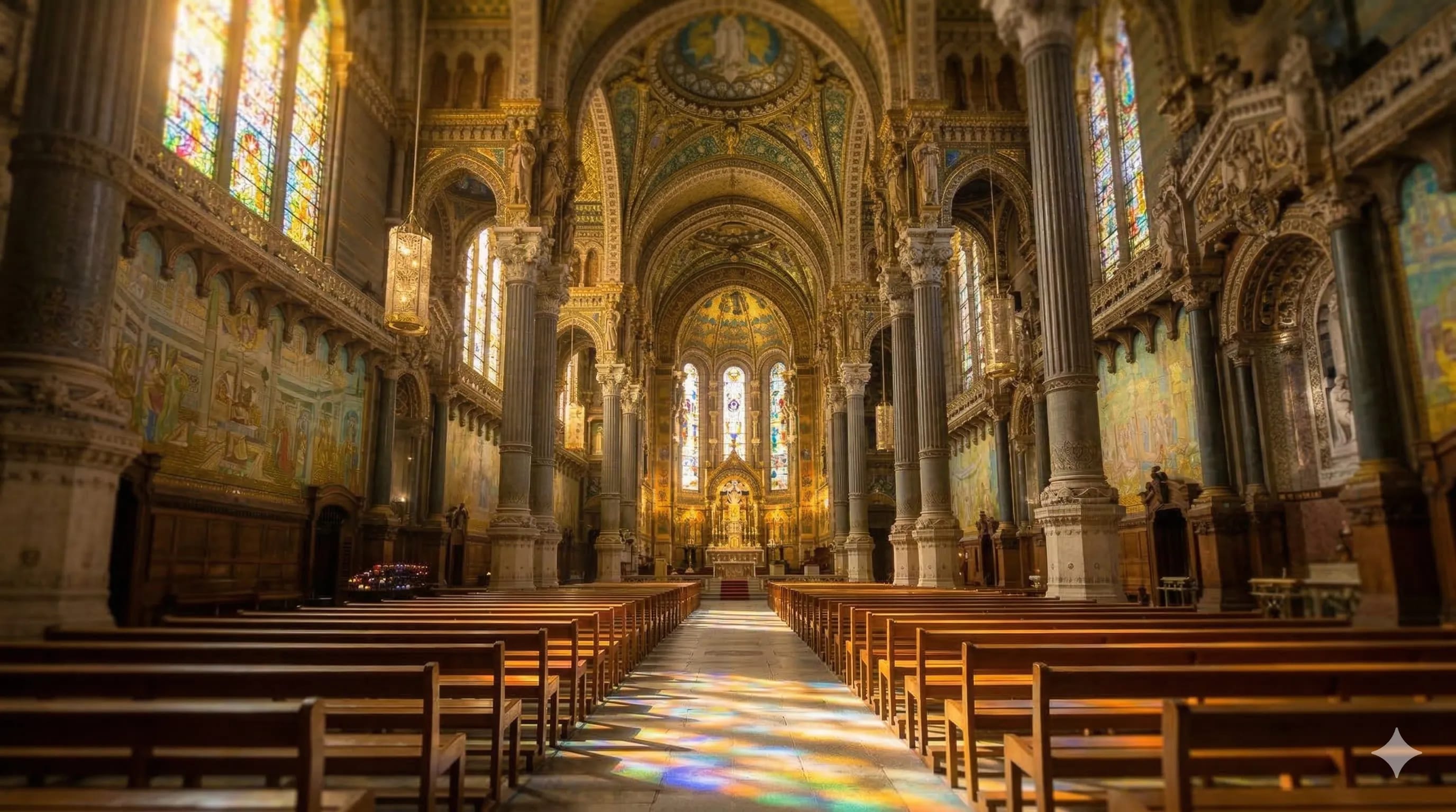 Lyon basilica at golden hour